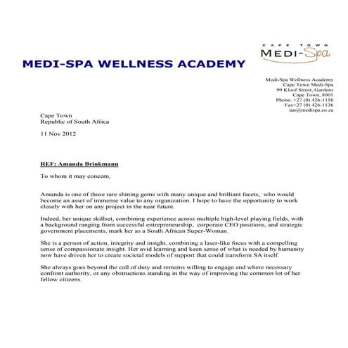 Reference ian mac farlane medi spa