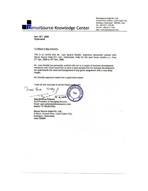 HIMALAYA CEO REFERENCE LETTER | PDF