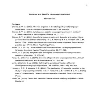 Genetics and SLI reference list