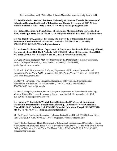 References for Dr William Allan Kritsonis DOC References for Dr William Allan Kritsonis DOC