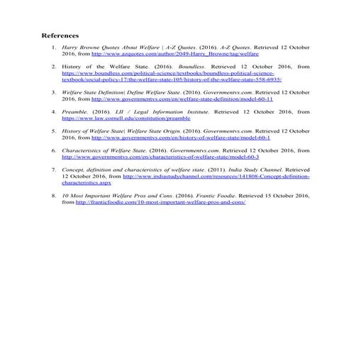 Welfare State - References