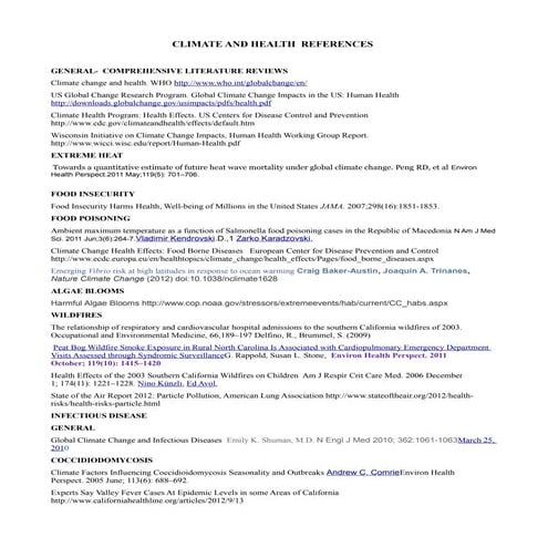 References for Climate and Your Health