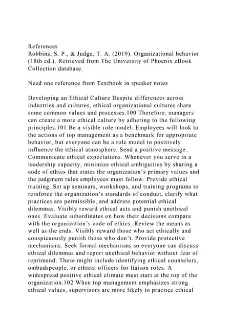 ReferencesRobbins, S. P., & Judge, T. A. (2019). Organizational .docx