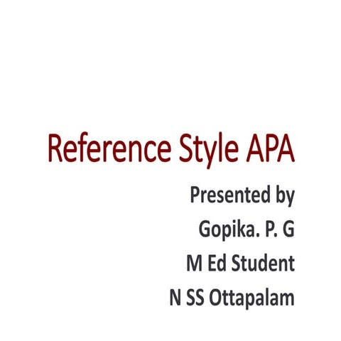Reference style A P A