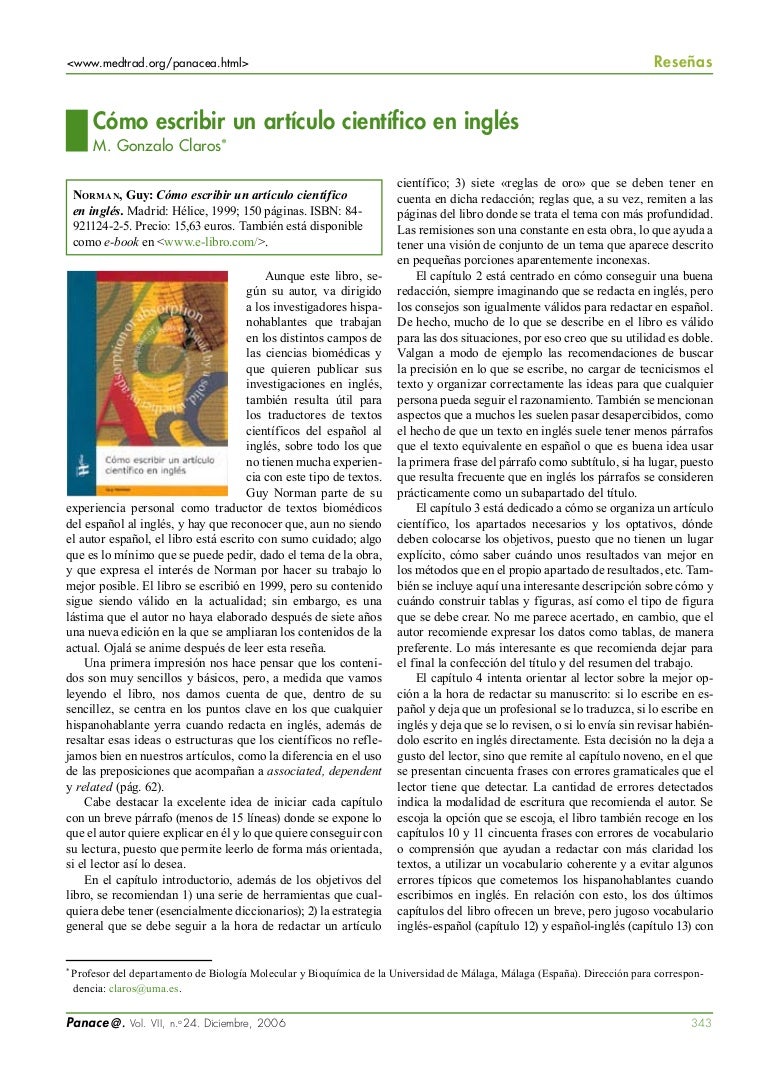 Como Escribir Un Articulo Cientifico En Ingles