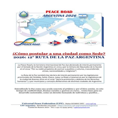 ¿Cómo postular una ciudad como sede de la Ruta de la Paz Argentina 2025 ...