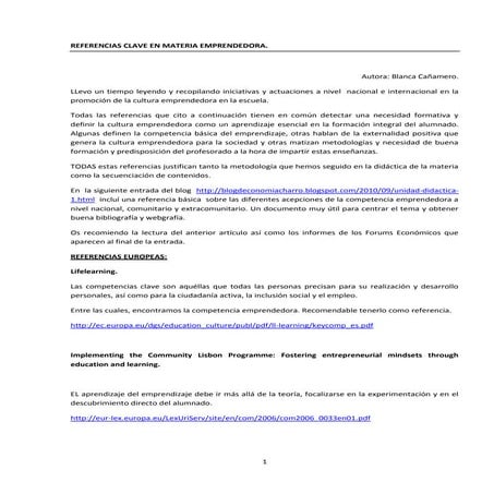 Referencias clave emprendizaje