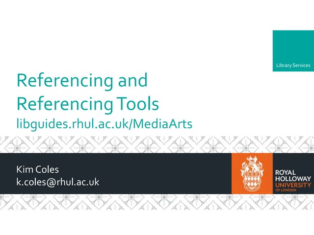 Referencing and Referencing Tools Media Arts