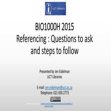 Referencing BIO1000H 2015