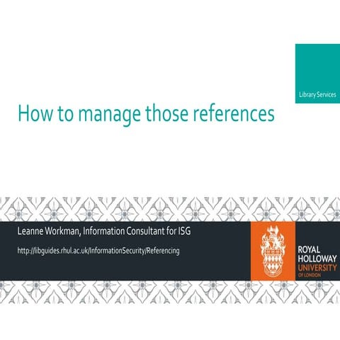 Managing those references: referencing help for your MSc project