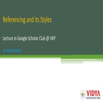 Referencing and Its Styles