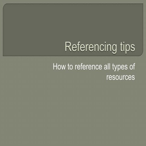Referencing tips