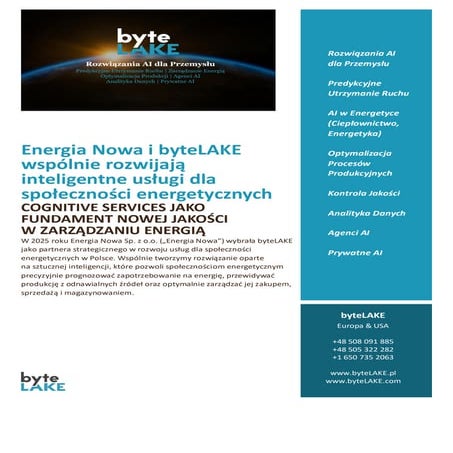 Energia Nowa i byteLAKE wspólnie rozwijają inteligentne usługi dla społeczności energetycznych
