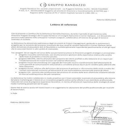 Reccomendation Gruppo Randazzo (retailing)