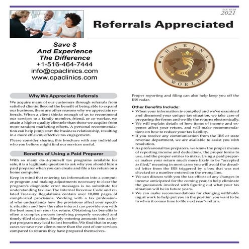 Referrals appreciated 2021