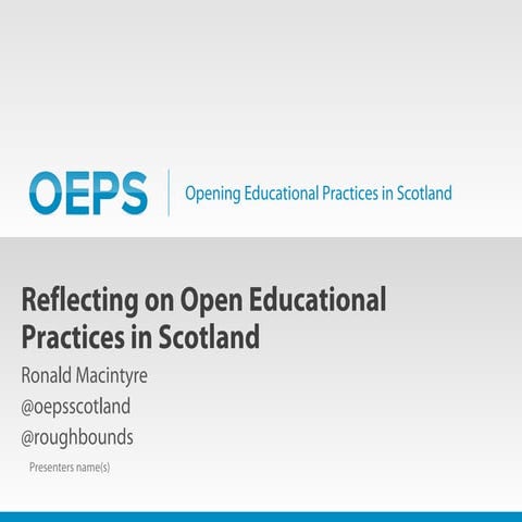 Reflecting on Open Educational Practices in Scotland
