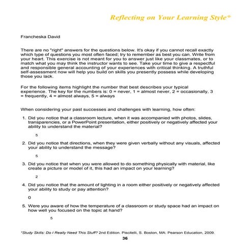 Reflecting you learning style