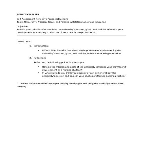 Reflection Paper in Nursing Student 2ndYear | DOCX