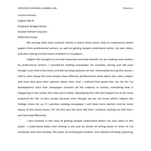 Reflection essay final draft- luciana medina | PDF