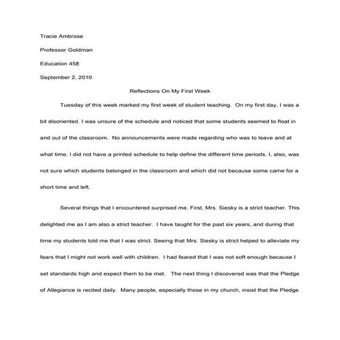 Reflection essay 1