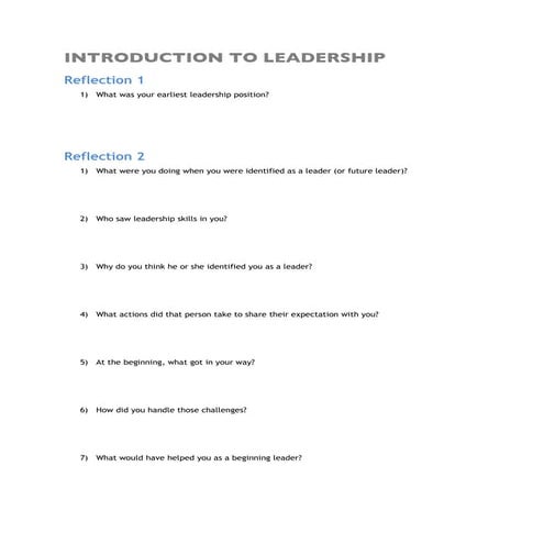 Reflection  Intro To  Leadership  Resources Formatted