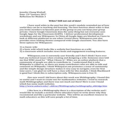 Reflection module 3 jennifer chang wathall