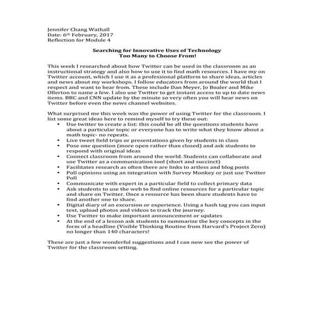 Reflection module 4 jennifer chang wathall