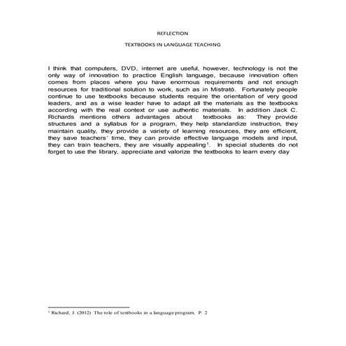 Reflection no. 2 textbook in language teaching