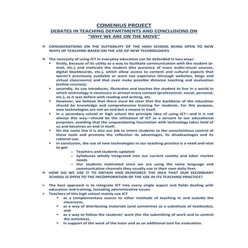 REFLECTION OF TEACHING  ON THE USE OF ICT IN CLASSROOM