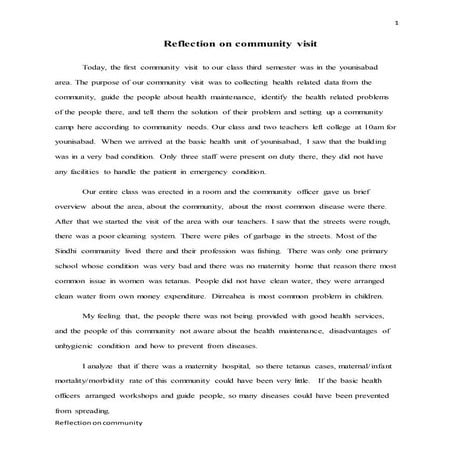 Reflection on community visit
