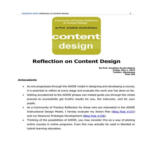 Reflection on Content Design