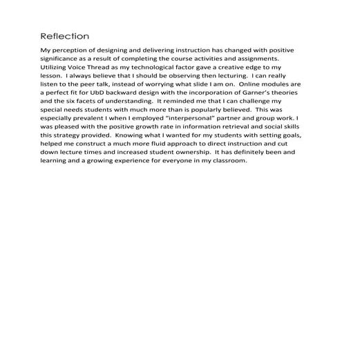 Reflection online module | DOCX | Special Education | Education