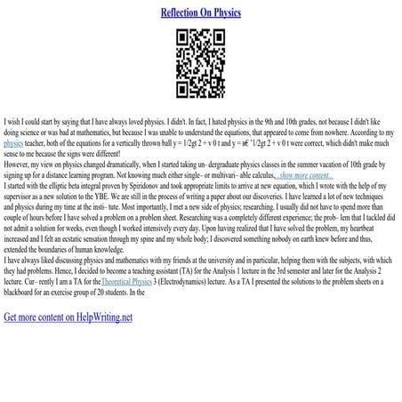 Reflection On Physics