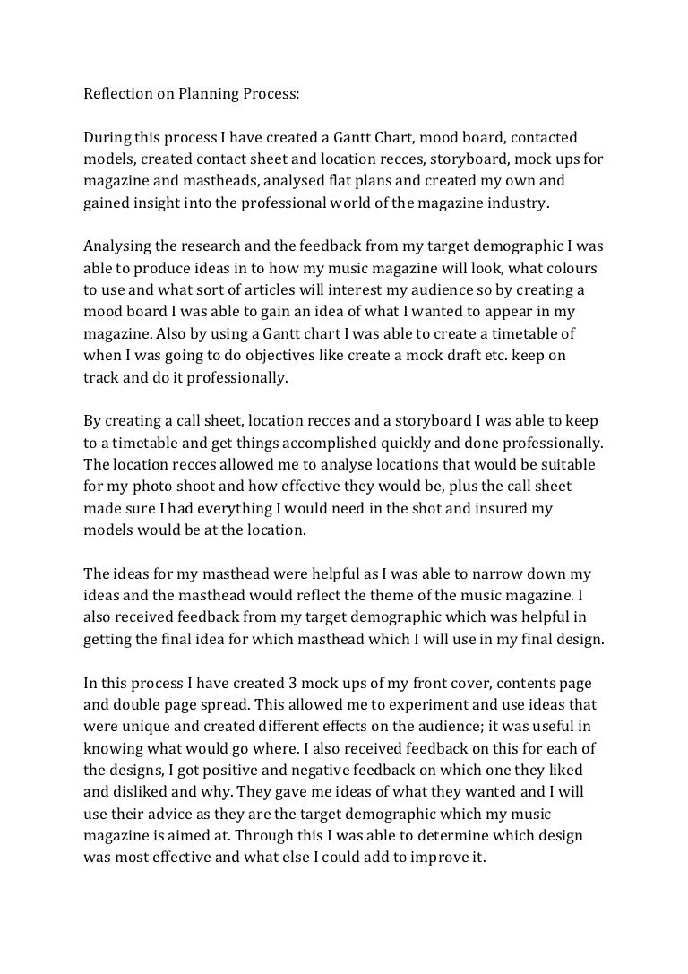 Reflections For The Planning And Progress Form – QOIE