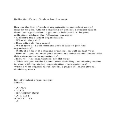 Reflection Paper Student InvolvementReview the list of st.docx