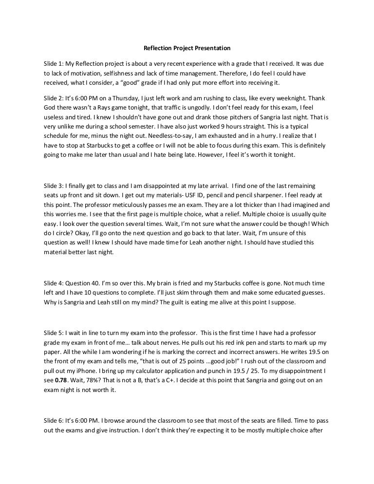 Presentation reflection sheet picture