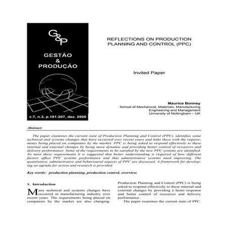 Reflections inproductionandplanning