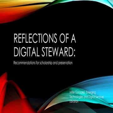 Reflections of a Digital Steward: Recommendations for Scholarship and Preserv...