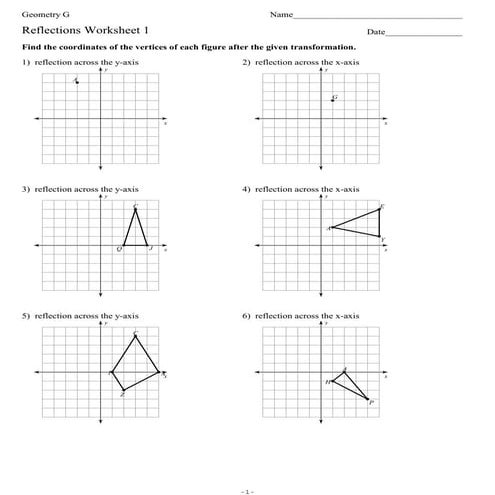 Reflections worksheet1student