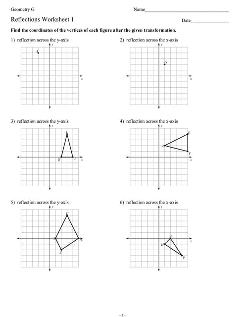 Reflections worksheet1student