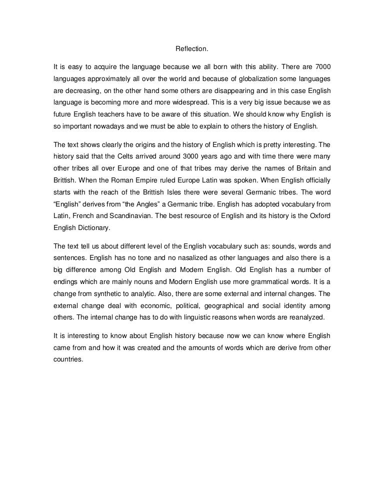 Reflection The English Language Reflection The English Language