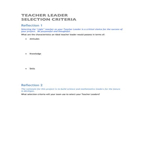 Reflection  T S L  Criteria Formatted
