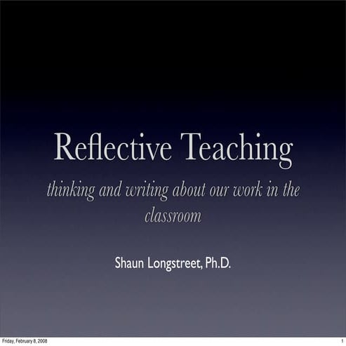 Reflective Teaching Workshop