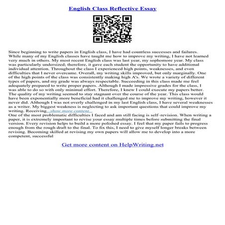 Sample Of Reflective Writing Essay | PDF