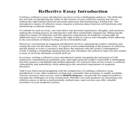 Reflective Essay Introduction. Expository essay: Reflection paper ...