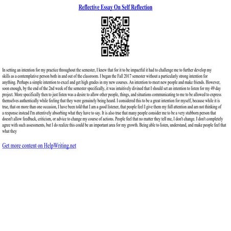 Reflective Essay On Self Reflection | PPT