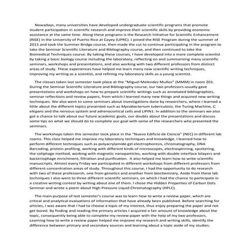 Reflective essay biology course | DOCX