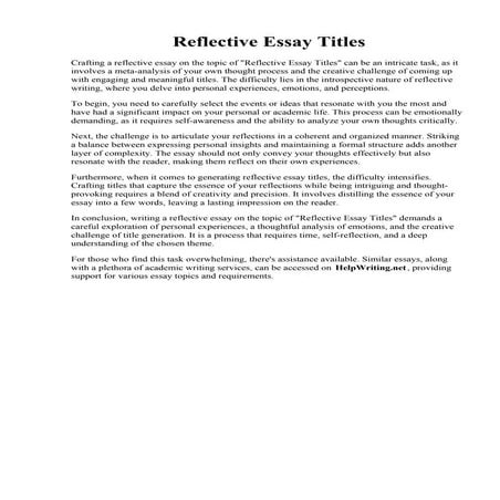 Reflective Essay Titles. 004 Reflective Essay Topics Example Personal ...