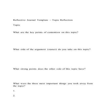 Reflective journal template – topic reflection topic | PDF