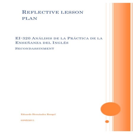 Reflective lesson plan